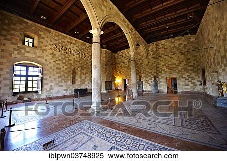 "Interior with Hellenistic mosaic floors of the 14th century medieval Palace of the Grand Master of the Knights of St John, UNESCO World Heritage Site, Rhodes, Greece, Europe" View Large Photo Image Stock Photography - "Interior with Hellenistic mosaic floors of the 14th century medieval Palace of the Grand Master of the Knights of St John, UNESCO World Heritage Site, Rhodes, Greece, Europe". Fotosearch