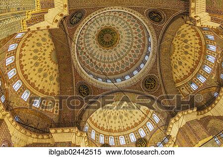 "Interior, Yeni Cami or New Mosque, domes and cupolas, Istanbul, European side, Istanbul Province, Turkey, European side, Europe" View Large Photo Image Stock Photography - "Interior, Yeni Cami or New Mosque, domes and cupolas, Istanbul, European side, Istanbul Province, Turkey, European side, Europe". Fotosearch