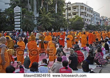 "International Alms Offering to 10, 000 monks, Chang Klan Road, Chiang Mai, Thailand, Asia" View Large Photo Image Stock Photograph - "International Alms Offering to 10, 000 monks, Chang Klan Road, Chiang Mai, Thailand, Asia". Fotosearch