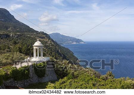 Stock Image - "Ionic temple at the Son Marroig mansion, Serra de Tramuntana, Deia, Northwest Coast, Mallorca, Majorca, Balearic Islands, Mediterranean Sea, Spain, Europe". Fotosearch