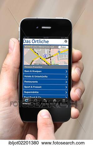 "IPhone, smartphone, showing Das Oertliche, a German telephone book app on the display" View Large Photo Image Stock Image - "IPhone, smartphone, showing Das Oertliche, a German telephone book app on the display". Fotosearch