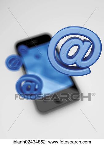 Stock Image - IPhone with an at sign. Fotosearch
