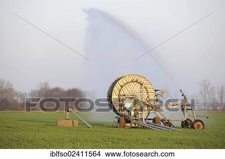 Irrigation machine for agriculture in a field, Thuringia, Germany, Europe View Large Photo Image Picture - Irrigation machine for agriculture in a field, Thuringia, Germany, Europe. Fotosearch