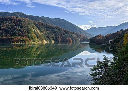 "Isar river dammed at Sylvenstein Dam, Isar Valley at Isarwinkel, Upper Bavaria, Bavaria, Germany, Europe" View Large Photo Image Stock Photo - "Isar river dammed at Sylvenstein Dam, Isar Valley at Isarwinkel, Upper Bavaria, Bavaria, Germany, Europe". Fotosearch