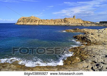"Island Ile de la Pietra with the lighthouse and the Genoese tower, L'Ile Rousse, Balagne, Corsica, France, Europe" View Large Photo Image Stock Photo - "Island Ile de la Pietra with the lighthouse and the Genoese tower, L'Ile Rousse, Balagne, Corsica, France, Europe". Fotosearch