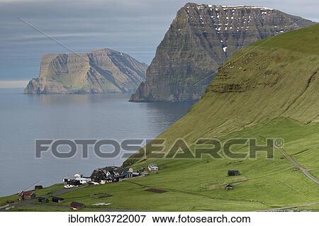 "Island of Viooy with Cape Enniberg and the village of Kunoy, Trollanes, Kalsoy, Norooyar, Faroe Islands, Denmark, Europe" View Large Photo Image Stock Photo - "Island of Viooy with Cape Enniberg and the village of Kunoy, Trollanes, Kalsoy, Norooyar, Faroe Islands, Denmark, Europe". Fotosearch