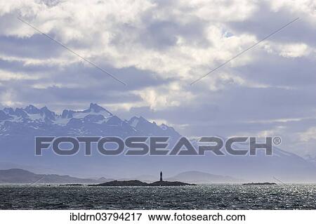 "Island with a lighthouse in front of the foothills of the Andes near Ushuaia, Tierra del Fuego Province, Argentina, South America" View Large Photo Image Stock Photo - "Island with a lighthouse in front of the foothills of the Andes near Ushuaia, Tierra del Fuego Province, Argentina, South America". Fotosearch