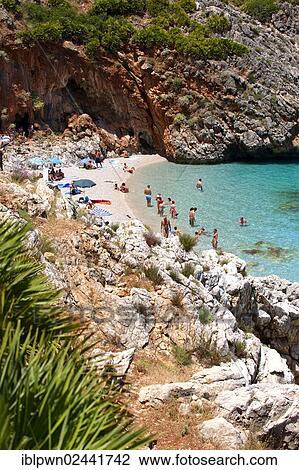 Stock Image - "Isolated cove beach at Riserva Naturale dello Zingaro, Sicily, Italy, Europe". Fotosearch