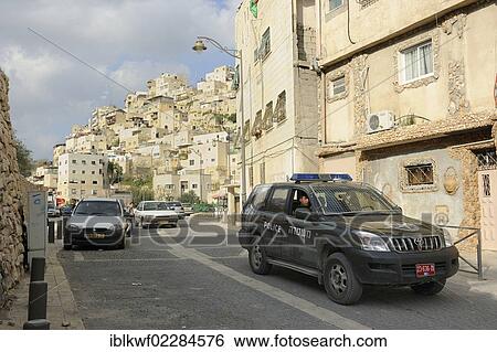 "Israeli police car in the Palestinian suburb of Silwan, East Jerusalem, Jerusalem, Israel, Asia, Middle East, Asia" View Large Photo Image Stock Photograph - "Israeli police car in the Palestinian suburb of Silwan, East Jerusalem, Jerusalem, Israel, Asia, Middle East, Asia". Fotosearch