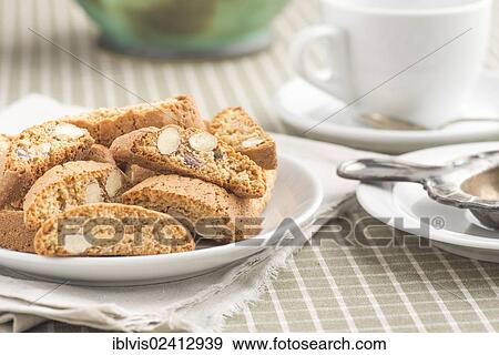 Italian almond cookies on a plate View Large Photo Image Stock Photo - Italian almond cookies on a plate. Fotosearch