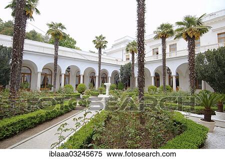 "Italian courtyard of the Livadia Palace, summer palace of the last Russian Imperial family, The Greater Yalta, Crimea, Ukraine, Europe" View Large Photo Image Stock Photography - "Italian courtyard of the Livadia Palace, summer palace of the last Russian Imperial family, The Greater Yalta, Crimea, Ukraine, Europe". Fotosearch