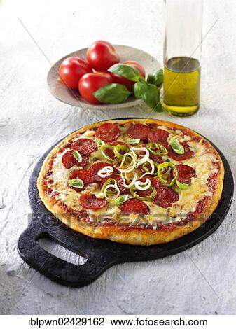 Italian pepperoni pizza View Large Photo Image Stock Image - Italian pepperoni pizza. Fotosearch