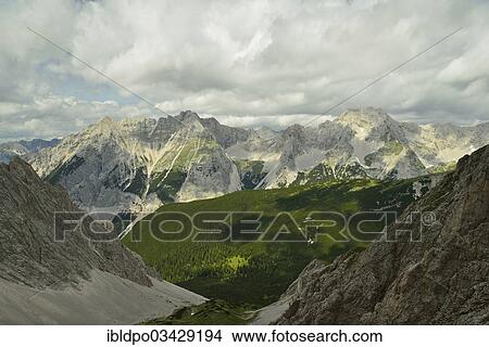 "Jaegerkarspitze mountain above the Angerwald plateau, as seen from Hafelekar mountain, Hafelekar, Karwendel Mountains, Tyrol, Austria, Europe" View Large Photo Image Picture - "Jaegerkarspitze mountain above the Angerwald plateau, as seen from Hafelekar mountain, Hafelekar, Karwendel Mountains, Tyrol, Austria, Europe". Fotosearch