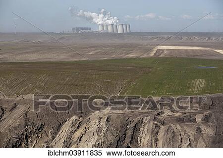 Stock Photography - "Janschwalde open pit, behind the Janschwalde lignite power plant, Janschwalde, Brandenburg, Germany, Europe". Fotosearch