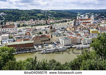 "Jesuit Church of St. Michael, Old Customs House, City Hall, Hotel Wilder Mann, Bishop's Residence, St. Stephen's Cathedral, old town, River Inn, River Danube, Passau, Lower Bavaria, Bavaria, Germany, Europe" View Large Photo Image Stock Photograph - "Jesuit Church of St. Michael, Old Customs House, City Hall, Hotel Wilder Mann, Bishop's Residence, St. Stephen's Cathedral, old town, River Inn, River Danube, Passau, Lower Bavaria, Bavaria, Germany, Europe". Fotosearch