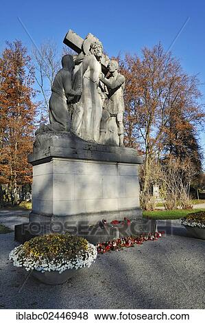 Stock Photo - "Jesus monument, Ostfriedhof or East Cemetery, Munich, Bavaria, Germany, Europe". Fotosearch