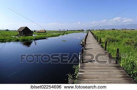 Stock Photograph - "Jetty at Inle Lake, Burma, Myanmar, Southeast Asia, Asia". Fotosearch