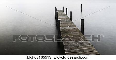 Stock Image - "Jetty at Lake Starnberg, Leoni, Bavaria, Germany, Europe". Fotosearch