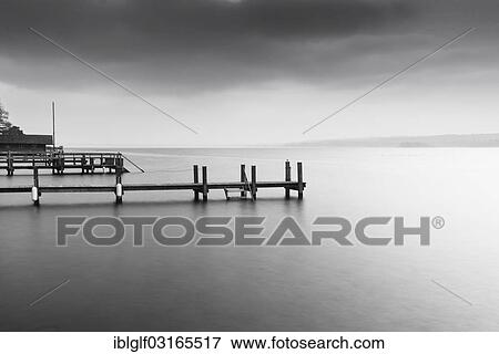 Stock Photo - "Jetty at Lake Starnberg, Leoni, Bavaria, Germany, Europe". Fotosearch