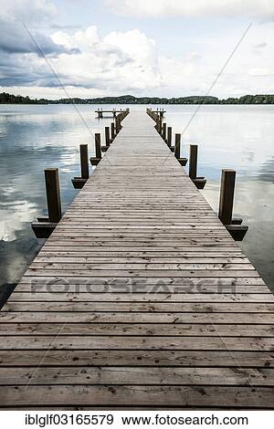 Stock Photo - "Jetty at Woerthsee Lake, Schlagenhofen, Inning, Bavaria, Germany, Europe". Fotosearch