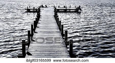 Stock Photo - "Jetty at Woerthsee Lake, Schlagenhofen, Inning, Bavaria, Germany, Europe". Fotosearch
