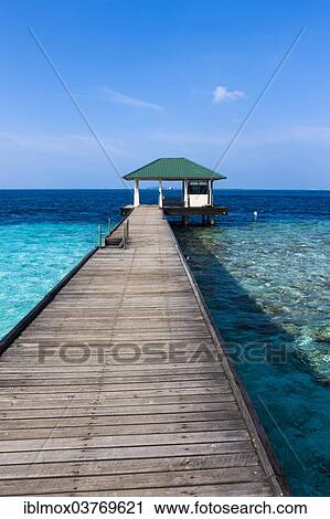 Stock Image - "Jetty, Emboodhoo Island, South Male Atoll, Maldives, Asia". Fotosearch