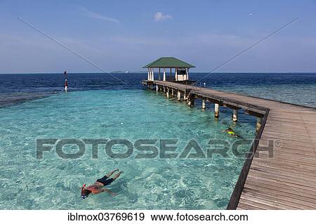 Stock Photo - "Jetty, Emboodhoo Island, South Male Atoll, Maldives, Asia". Fotosearch