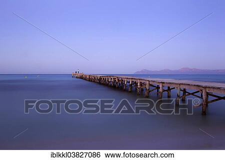 "Jetty leading out into the sea, Alcudia, Majorca, Balearic Islands, Spain, Europe" View Large Photo Image Stock Photograph - "Jetty leading out into the sea, Alcudia, Majorca, Balearic Islands, Spain, Europe". Fotosearch