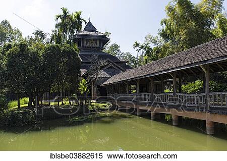 Stock Photography - "Jetty on a lake in the botanical garden of the Mae Fah Luang Art and Culture Park, Chiang Rai Province, Chiang Rai Province, Northern Thailand, Thailand, Asia". Fotosearch