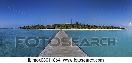 Picture - "Jetty, Paradise Island, Lankanfinolhu, North Male Atoll, Maldives, Asia". Fotosearch