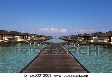 "Jetty, water bungalows on Paradise Island, Lankanfinolhu, North Male Atoll, Maldives, Asia" View Large Photo Image Stock Image - "Jetty, water bungalows on Paradise Island, Lankanfinolhu, North Male Atoll, Maldives, Asia". Fotosearch