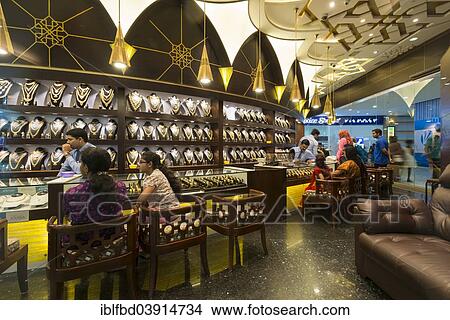 Picture - "Jewellery shop, Lulu Mall, Kochi, Kerala, India, Asia". Fotosearch