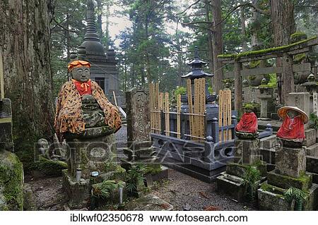 "Jiz? ì statue, the guardian of deceased children as well as miscarried, stillborn, and aborted fetuses, and a family grave with ancestral tablets in the cemetery of Koyasan, Koya-san, a UNESCO World Cultural Heritage Site, Japan, East Asia, Asia" View Large Photo Image Stock Photo - "Jiz? ì statue, the guardian of deceased children as well as miscarried, stillborn, and aborted fetuses, and a family grave with ancestral tablets in the cemetery of Koyasan, Koya-san, a UNESCO World Cultural Heritage Site, Japan, East Asia, Asia". Fotosearch