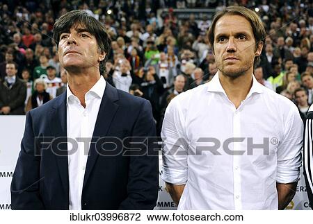 Stock Image - "Joachim Low, manager of the German national football team with assistant coach Thomas Schneider, GER, qualifying game for the UEFA Euro 2016, Germany 1 - Ireland 1, Veltins-Arena, Gelsenkirchen, North Rhine-Westphalia, Germany, Europe". Fotosearch