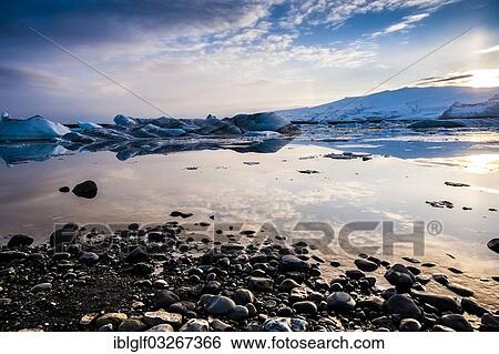 Stock Photograph - "Joekulsarlon Glacier Lake, fjord, Vatnajoekull, Austurland, Iceland, Europe". Fotosearch