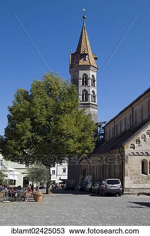 Stock Image - Johanniskirche Church, late Romanesque pillar basilica, built between 1220 and 1250, Schwaebisch Gmuend, Baden-Wuerttemberg, Germany, Europe. Fotosearch
