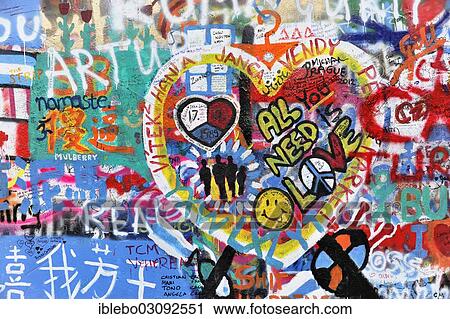 "John Lennon wall, graffiti, Prague, Czech Republic, Europe" View Large Photo Image Stock Image - "John Lennon wall, graffiti, Prague, Czech Republic, Europe". Fotosearch