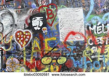 "John Lennon wall, graffiti, Prague, Czech Republic, Europe" View Large Photo Image Stock Image - "John Lennon wall, graffiti, Prague, Czech Republic, Europe". Fotosearch