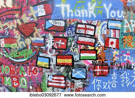 "John Lennon wall, graffiti, Prague, Czech Republic, Europe" View Large Photo Image Stock Photo - "John Lennon wall, graffiti, Prague, Czech Republic, Europe". Fotosearch