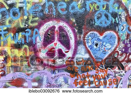 "John Lennon wall, graffiti, Prague, Czech Republic, Europe" View Large Photo Image Stock Photograph - "John Lennon wall, graffiti, Prague, Czech Republic, Europe". Fotosearch