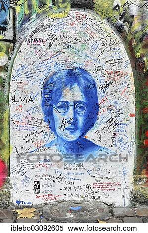 "John Lennon wall, graffiti, Prague, Czech Republic, Europe" View Large Photo Image Stock Photography - "John Lennon wall, graffiti, Prague, Czech Republic, Europe". Fotosearch