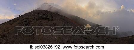 Stock Image - "Jose Ribas Hut and the summit of Cotopaxi Volcano, Quito, Ecuador, South America". Fotosearch