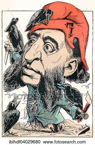 Stock Image - "Jules Francois Camille Ferry, a French statesman and republican, political caricature, 1882, by Alphonse Hector Colomb pseudonym B. Moloch, a French caricaturist". Fotosearch