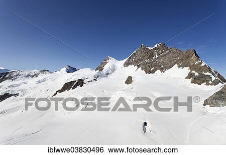 Stock Photograph - "Jungfraujoch, Jungfrau Mountain, Aletsch Glacier, view from the Sphinx Observatory, Grindelwald, Bernese Oberland, Canton of Bern, Switzerland, Europe". Fotosearch