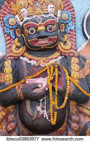 "Kaal Bhairav, the deity of Newar, Durbar Square, Kathmandu, Nepal, Asia" View Large Photo Image Stock Photo - "Kaal Bhairav, the deity of Newar, Durbar Square, Kathmandu, Nepal, Asia". Fotosearch