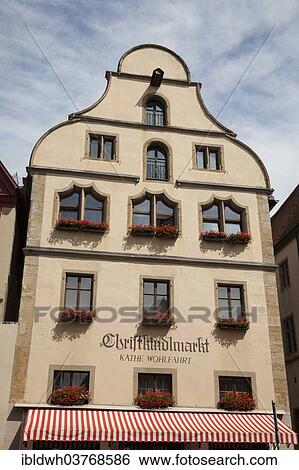 Stock Photograph - "Kaethe Wohlfahrt Christkindlmarkt building, Rothenburg ob der Tauber, Franconia, Bavaria, Germany, Europe". Fotosearch