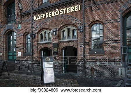 Stock Photograph - "Kaffeerosterei, German for coffee roaster, Speicherstadt warehouse district, Hamburg, Germany, Europe". Fotosearch
