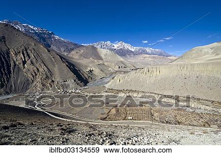 "Kaghbeni, little town in the Kali Ghandaki Valley and snowy mountains around, seen from above, Kagbeni, Mustang District, Nepal, Asia" View Large Photo Image Stock Photo - "Kaghbeni, little town in the Kali Ghandaki Valley and snowy mountains around, seen from above, Kagbeni, Mustang District, Nepal, Asia". Fotosearch