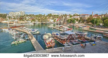 Stock Photo - "Kaleici fishing harbor and marina, Antalya, Southwest Turkey, Turkey, Asia". Fotosearch