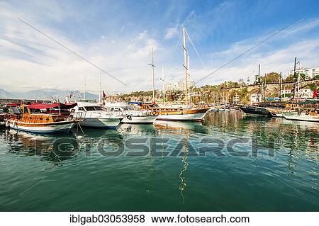 "Kaleici fishing harbor and marina, Antalya, Southwest Turkey, Turkey, Asia" View Large Photo Image Stock Photo - "Kaleici fishing harbor and marina, Antalya, Southwest Turkey, Turkey, Asia". Fotosearch